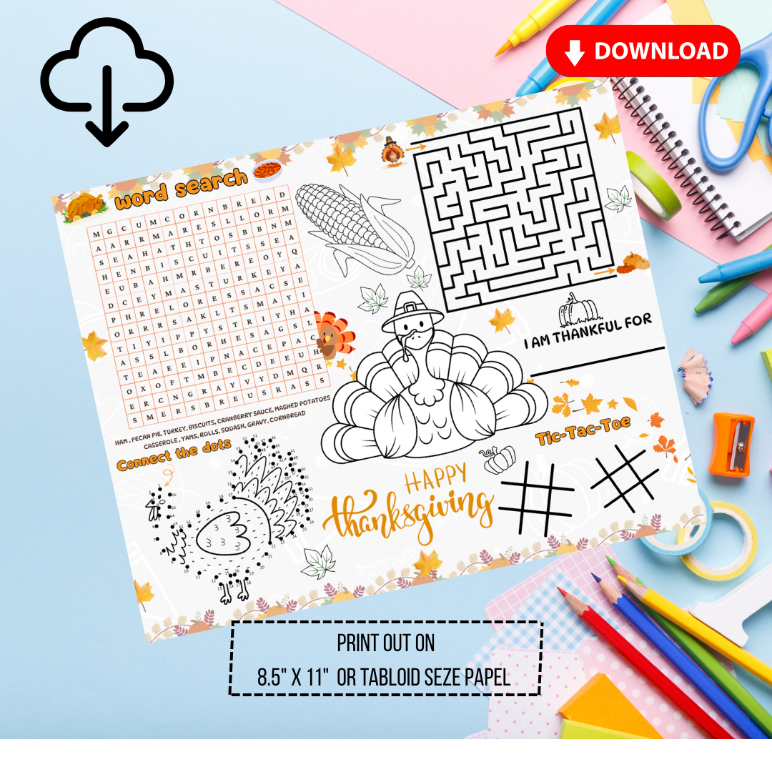 Hoja de Actividad de Acción de Gracias para Niños – Descarga Digital