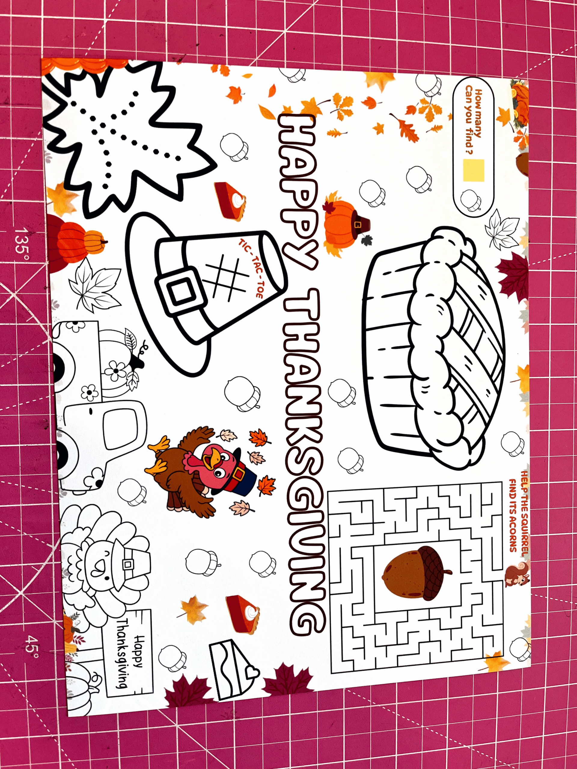 Printed Pack of 12 Thanksgiving Activities – Games and Coloring - Imagen 3