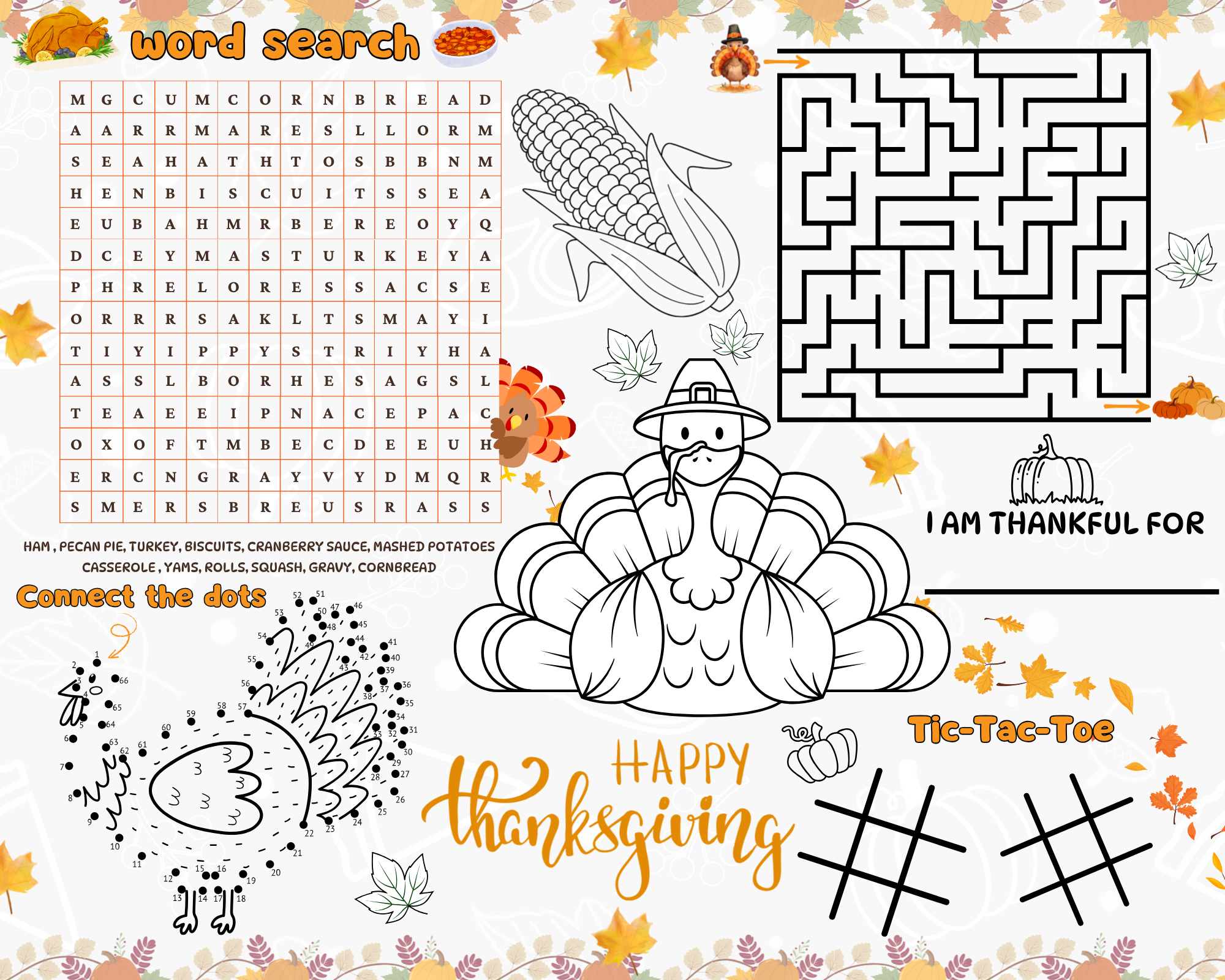 Hoja de Actividad de Acción de Gracias para Niños – Descarga Digital - Imagen 2